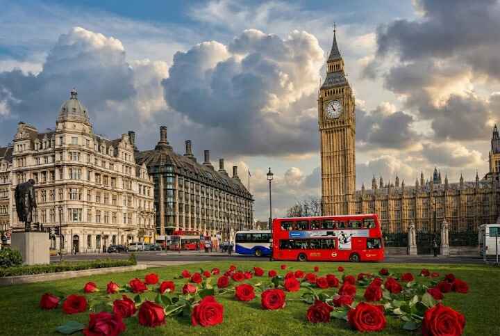 Casas del Parlamento y Big Ben en Westminster, Londres